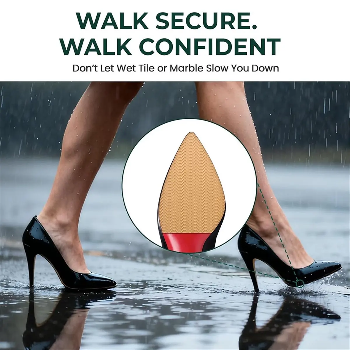 AT33 Shoe Sole Bottom Protector Grips - 6 Pcs Non Slip Shoe Bottom Protector for Women High Heels - Self-Adhesive Sole Guard