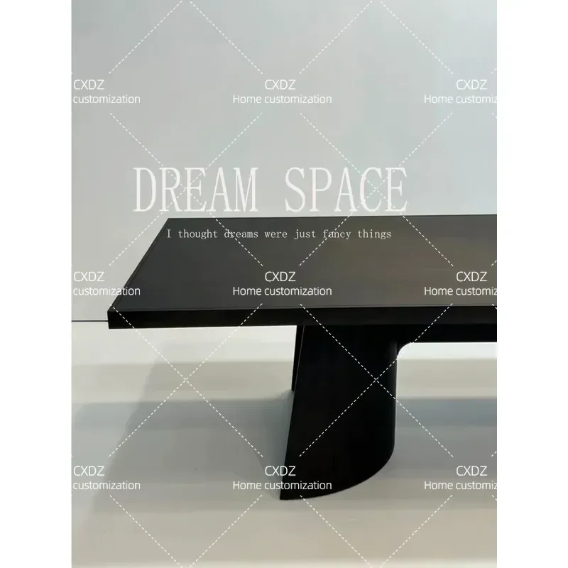 Medieval style designer creative solid wood dining table wabi-sabi style retro rectangular black home dining table B & B