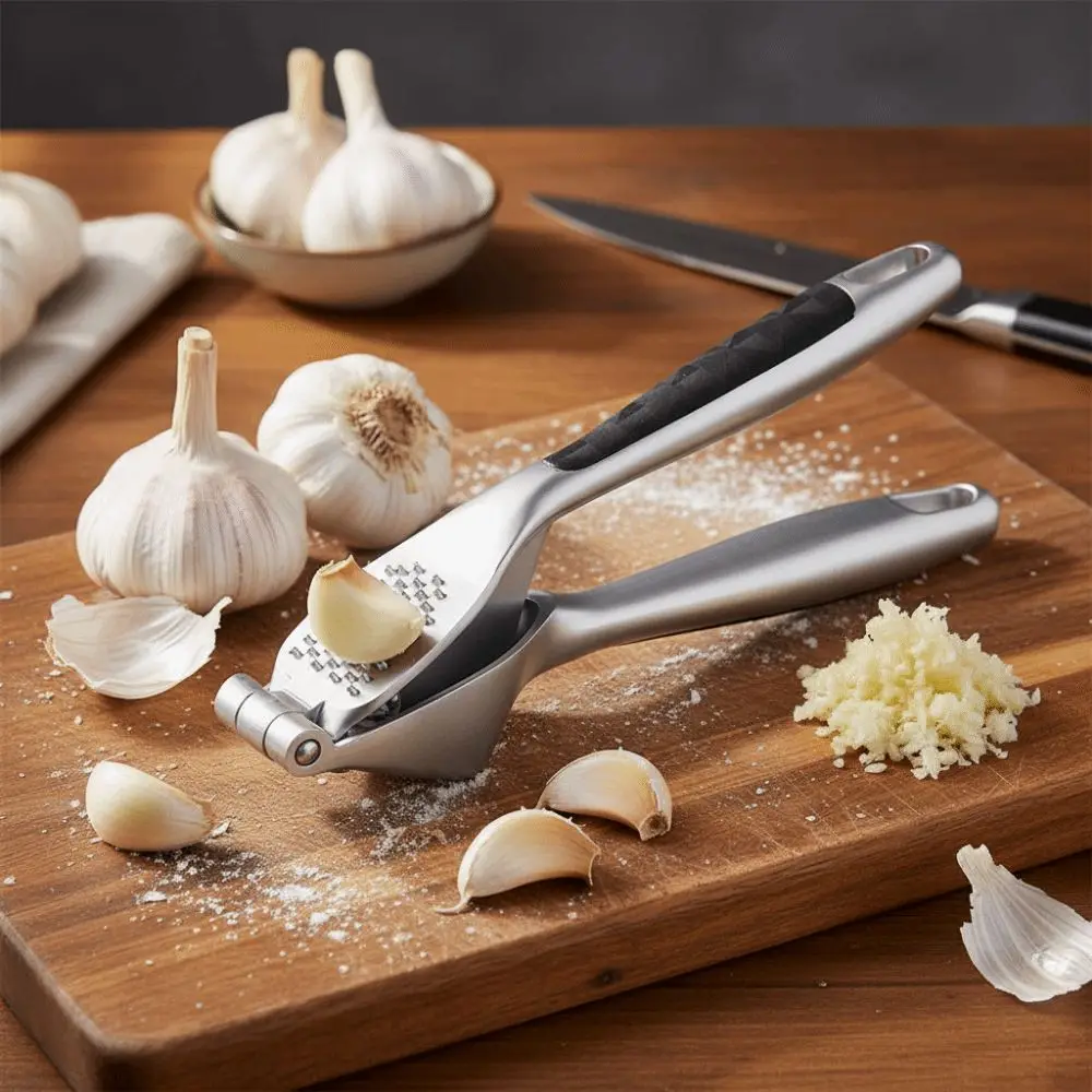 

Zinc Alloy Garlic Presser Heavy Duty Easy to Clean Garlic Chopper Easy To Squeezable Ergonomic Handle Garlic Mincer