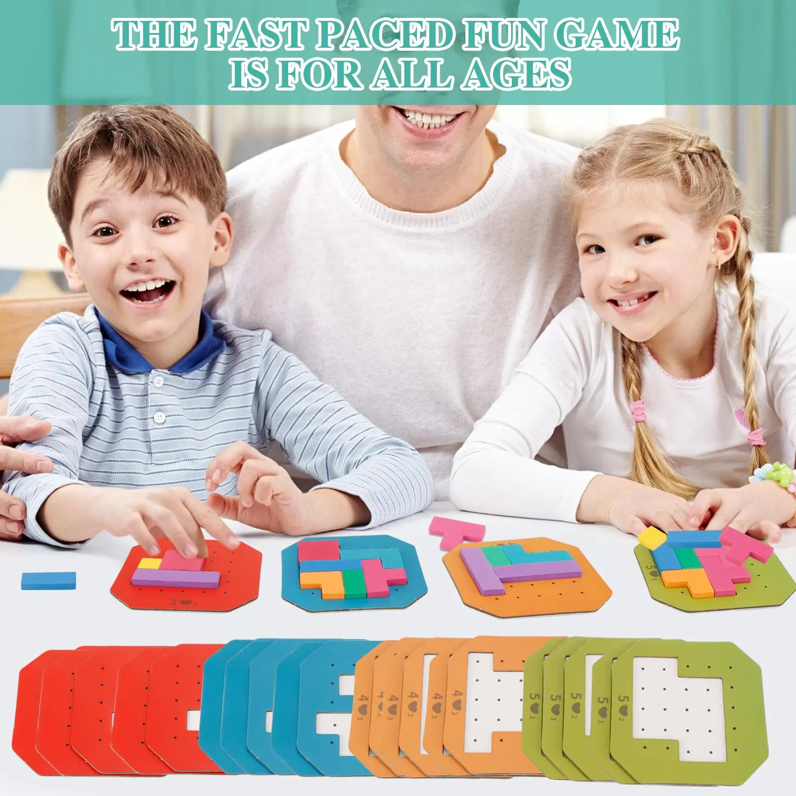 128Pcs Shape Matching Puzzle Game - Montessori Educational Brain Teaser, Logical Thinking Training Puzzle Cards, Interactive Pre