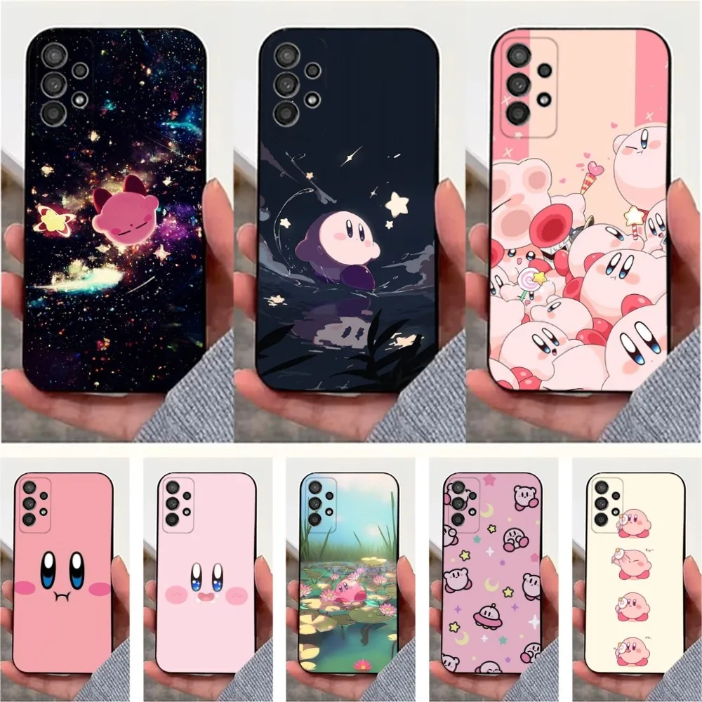 Cute P-Pink K-Kirbys Phone Case For Samsung S25,S24,S23,S22,S20,S21,S10,Ultra,Plus,Lite,FE,Soft Silicone Black Cover