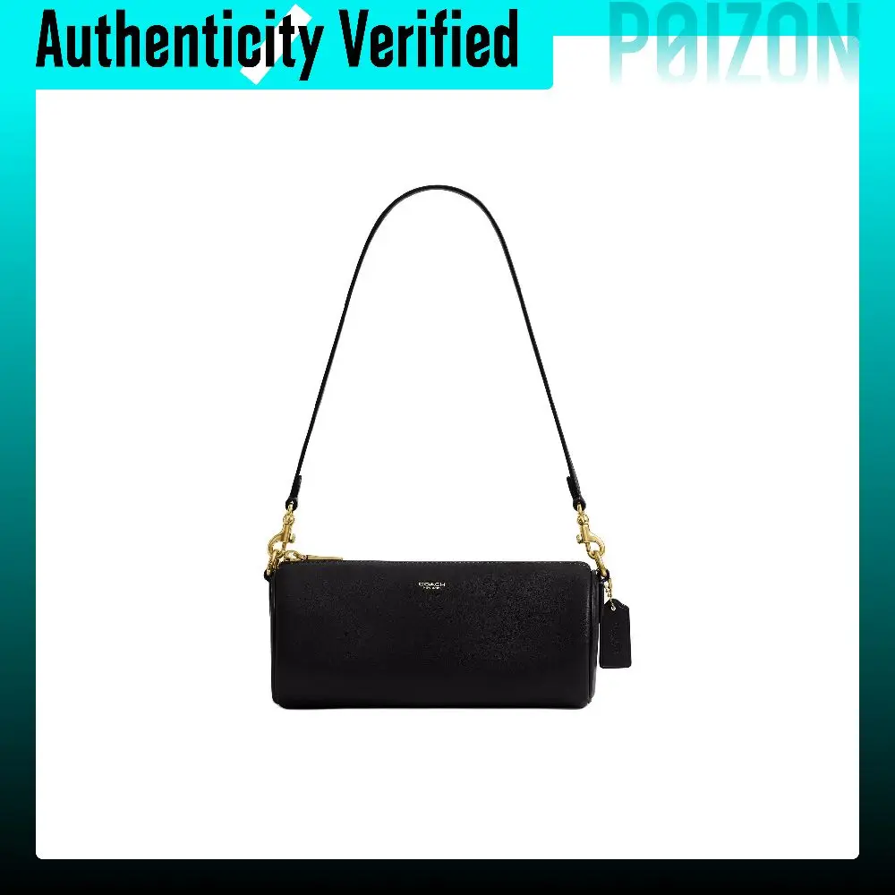 COACH Barrel Cow Leather Cylinder Bag, Shoulder Bag Small Women's Black CDY80-B4BK