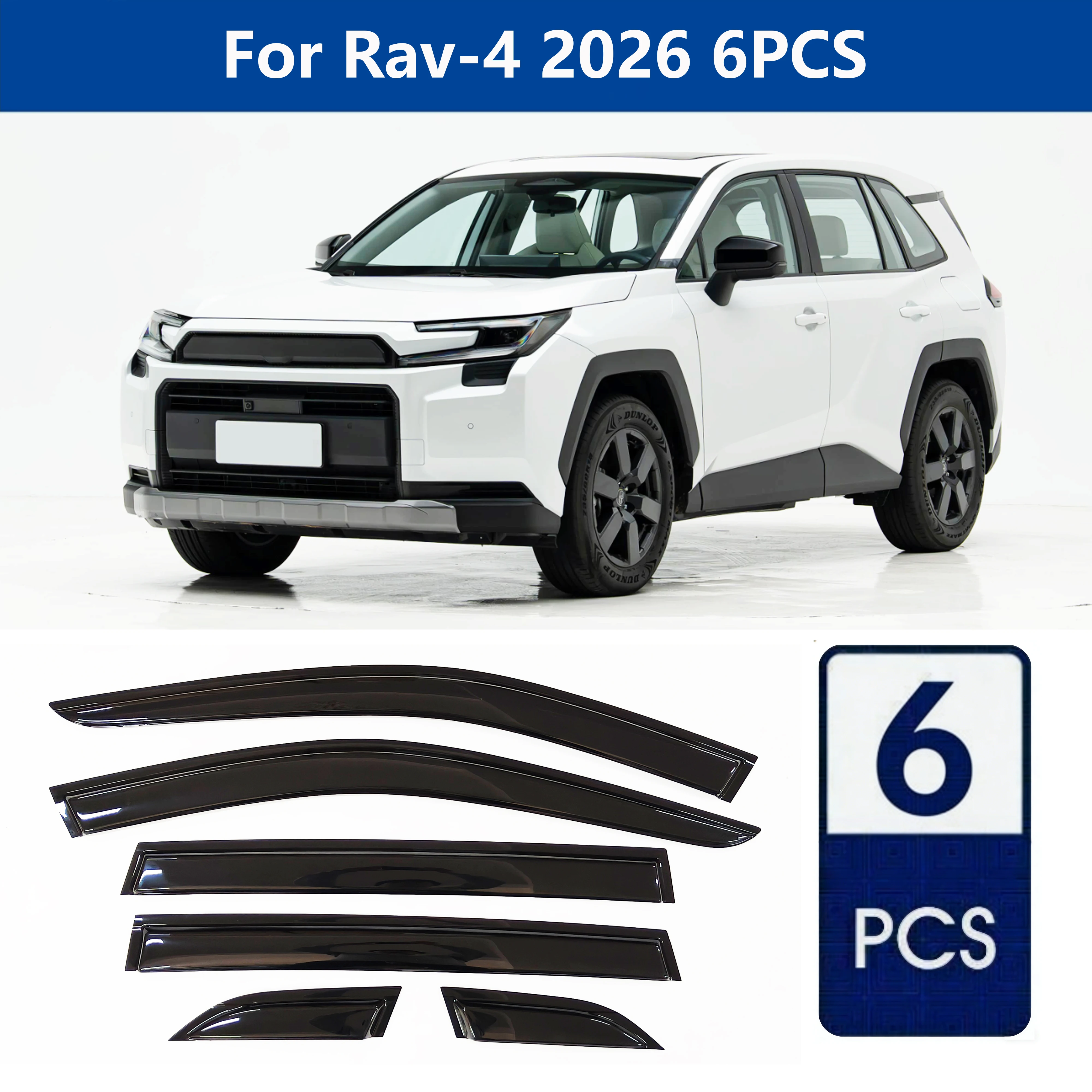 

AIBAP High-Quality 6pcs 1.8mm Car Windows Visor For Rav-4 2026 window visors rain guards rain guard Sun Rain Visors
