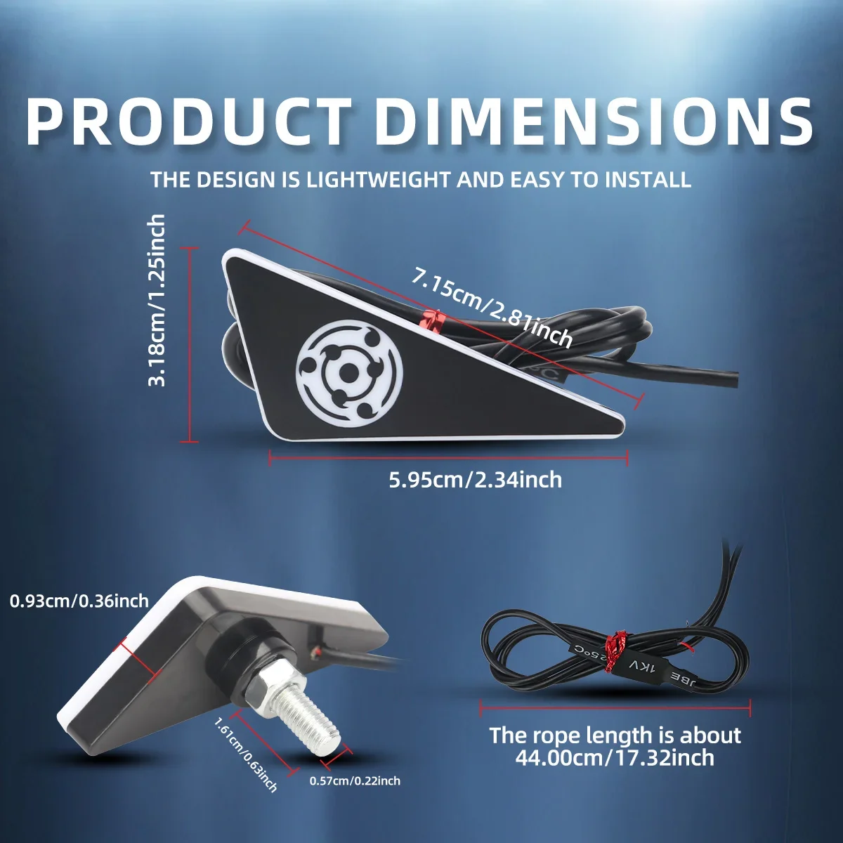 2 قطعة دراجة نارية LED الدورية أضواء سيارة ديكور مصابيح لوحة ترخيص الفرامل إشارة مثلث النسر أضواء JDM وزارة الدفاع الضوء الأحمر 12 فولت