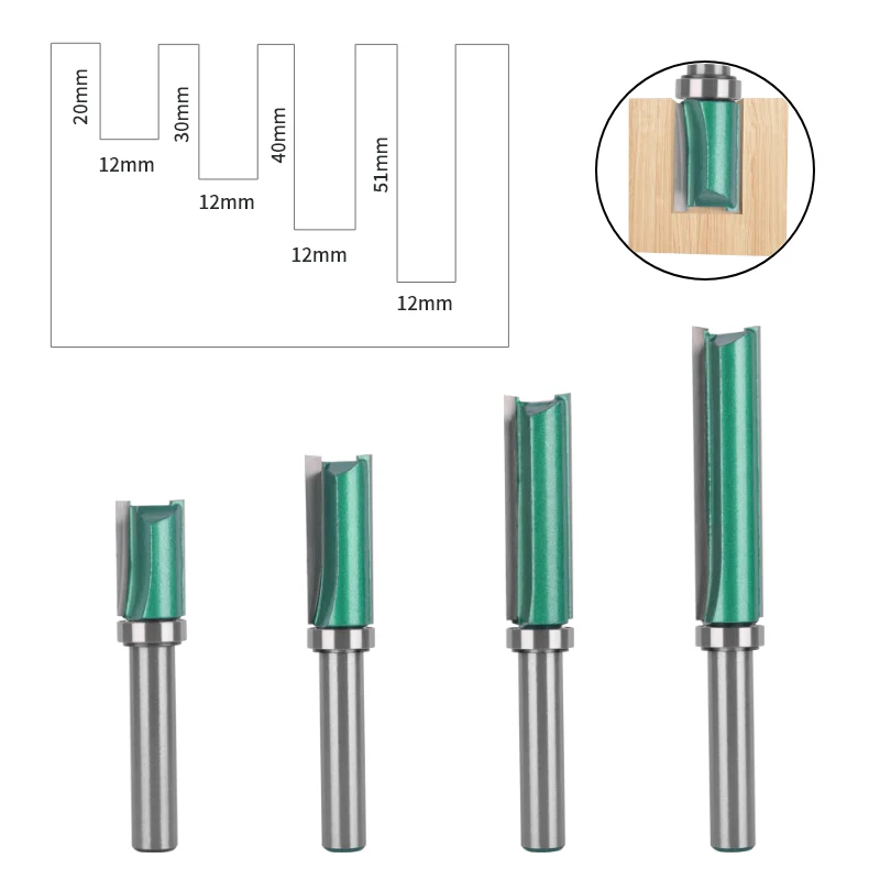 PTA 8MM Shank D12MM Pattern Bit Router Bit Woodworking Milling Cutter For Wood Bit Face Mill Carbide Cutter End Mill