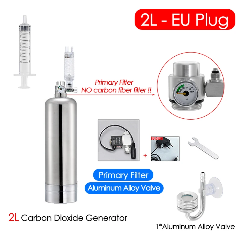 

Аквариумная система генератора CO2, 1 л/2 л, комплект реактора цилиндра CO2 из нержавеющей стали, оборудование для аквариума, водных растений, рыбы