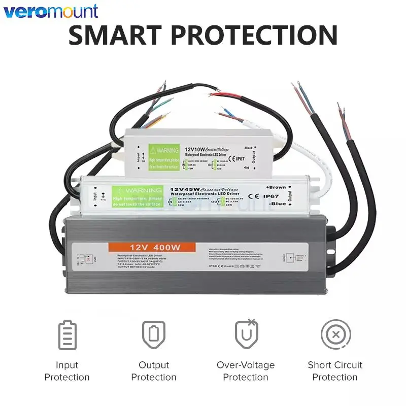 LED Driver impermeabile IP67 alimentatore DC 12V 24V trasformatore adattatore AC/DC per modulo luci di striscia LED accessori di alimentazione CCTV