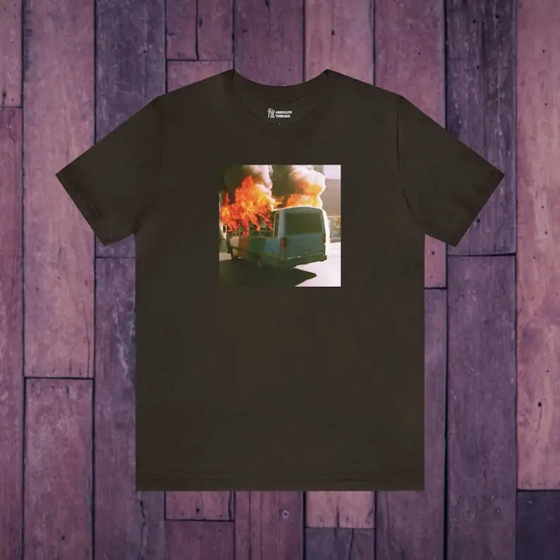 Bus On Fire T-Shirt,  On Fire Shirt,  On Fire Tee Car Shirt, Shirt, Explosion Tee