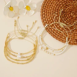 Bohemian leisure vacation style copper bead rice bead handmade bracelet bead seven piece set of jewelry for daily wear