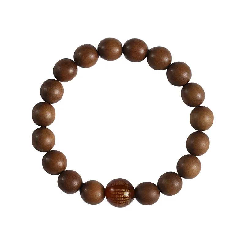 OldMountain Sandalwood Single Ring SingleRing Agate Heart Sutra Transport Buddha Prayer Beads Men's and Women'sGuardian Bracelet