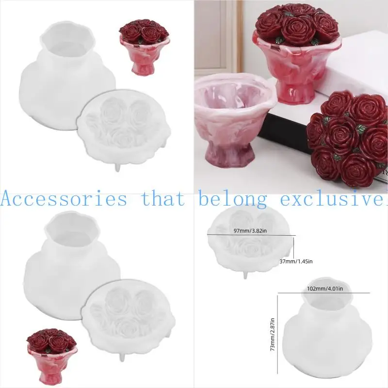 

31BB Flower Jar Silicone Mold For Resin Crafts Candy Storage Valentines Gift Box Mold