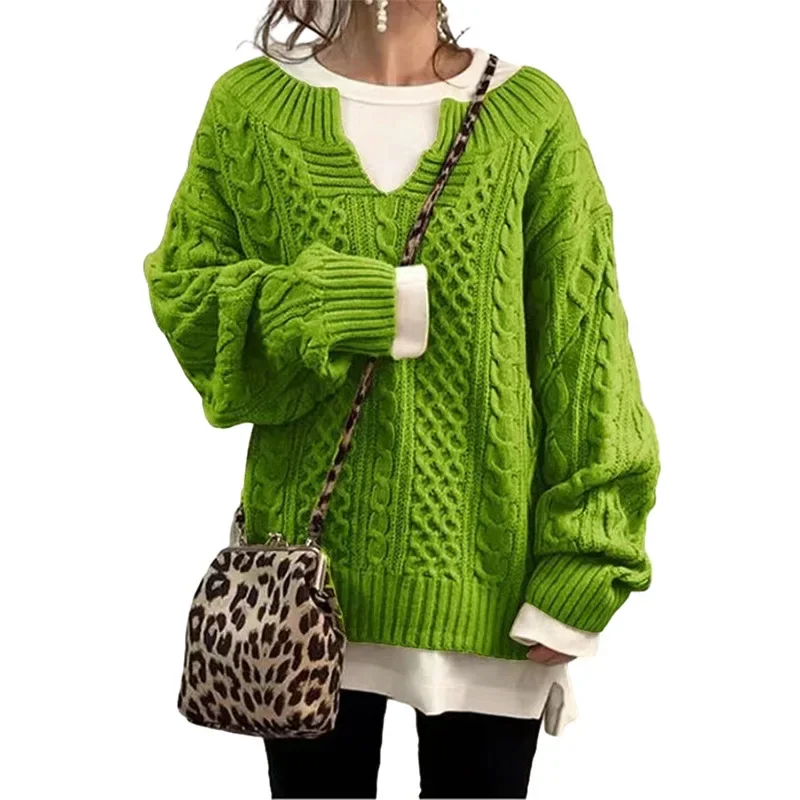 

Новинка 2023 года, женские лоскутные джемперы, сращенные свитера, вязаные пуловеры с круглым вырезом, свободный крой с длинными рукавами, легкая эластичная уличная одежда