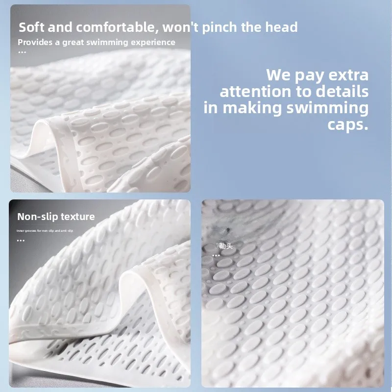قبعة سباحة للنساء مقاومة للماء من السيليكون ومضادة للاختناق مقاس كبير للشعر الطويل للبالغين والرجال والأطفال للاستخدام الخاص #4