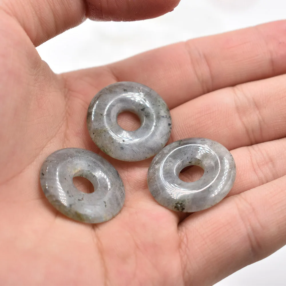 2020 neue hohe qualität Verschiedene naturstein gogo donut charme anhänger perlen 25mm für schmuck machen Großhandel 12 teile/los freies