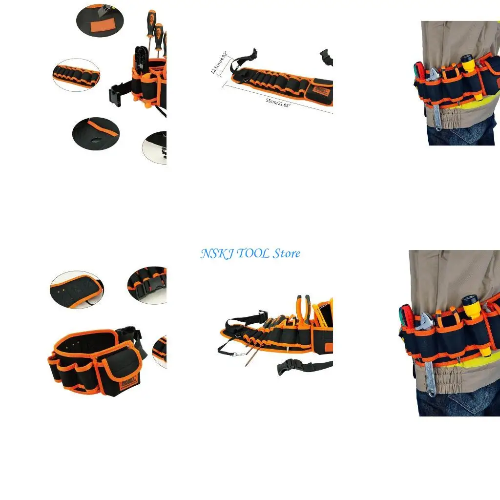 

L8RC High Capacity Tool Bag Waist Pockets Carrying Home Tools Storage Bag Electrician Tool Oganizer