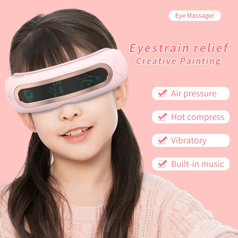 어린이 편안한 진정 눈 마사지기, 진동 가열 전자 무선 눈 마사지, 블루투스 음악 