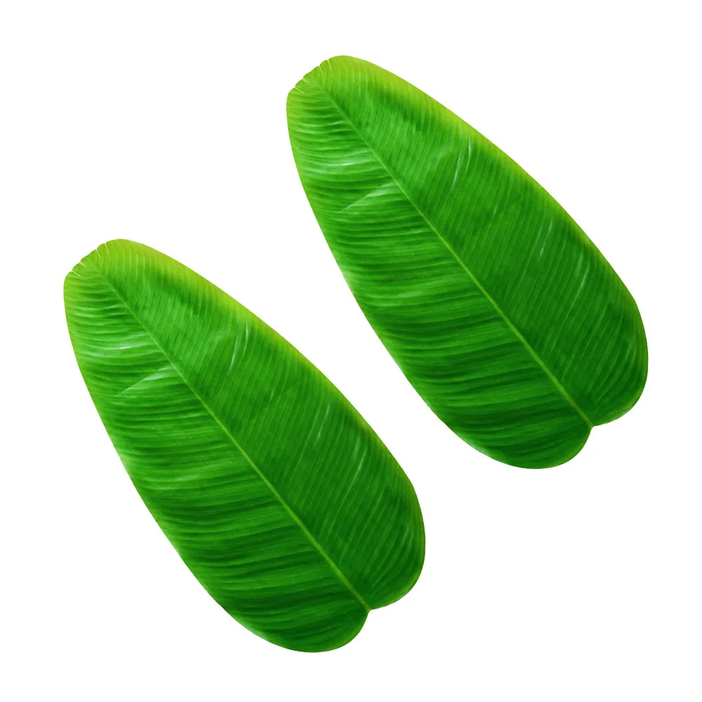 

2pcs Simulated Banana Leaf Placemat Rubber Heat Resistant Anti Slip Table Mat Hawaii Design Kitchen Dining Decoration Easy