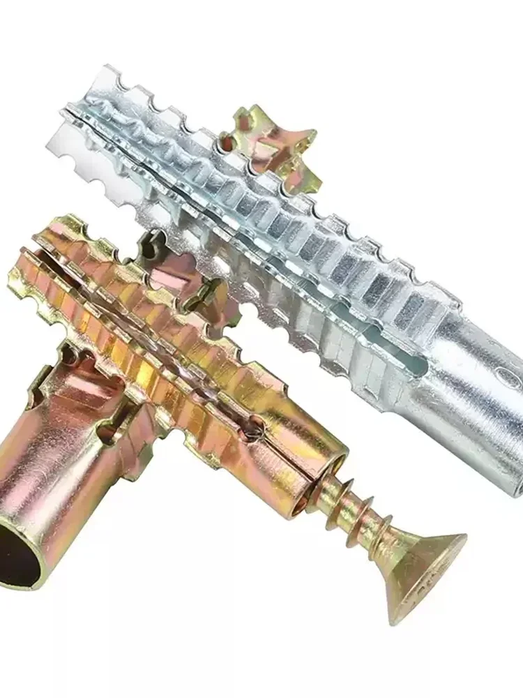 Tube d'expansion métallique en acier au carbone, bouchon de perçage à vis autotaraudeuse dentelée pour attaches d'ancrage de boulons muraux en béton