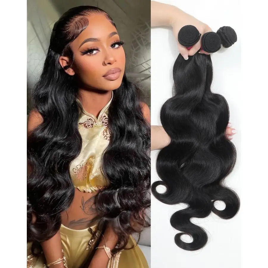 

Wave Bundles Human Hair 100 Unprocessed Virgin Human Hair 3 Bundles 18 20 22 Inch No Tangle Shedding 10A Quick Weave Sew in Natu