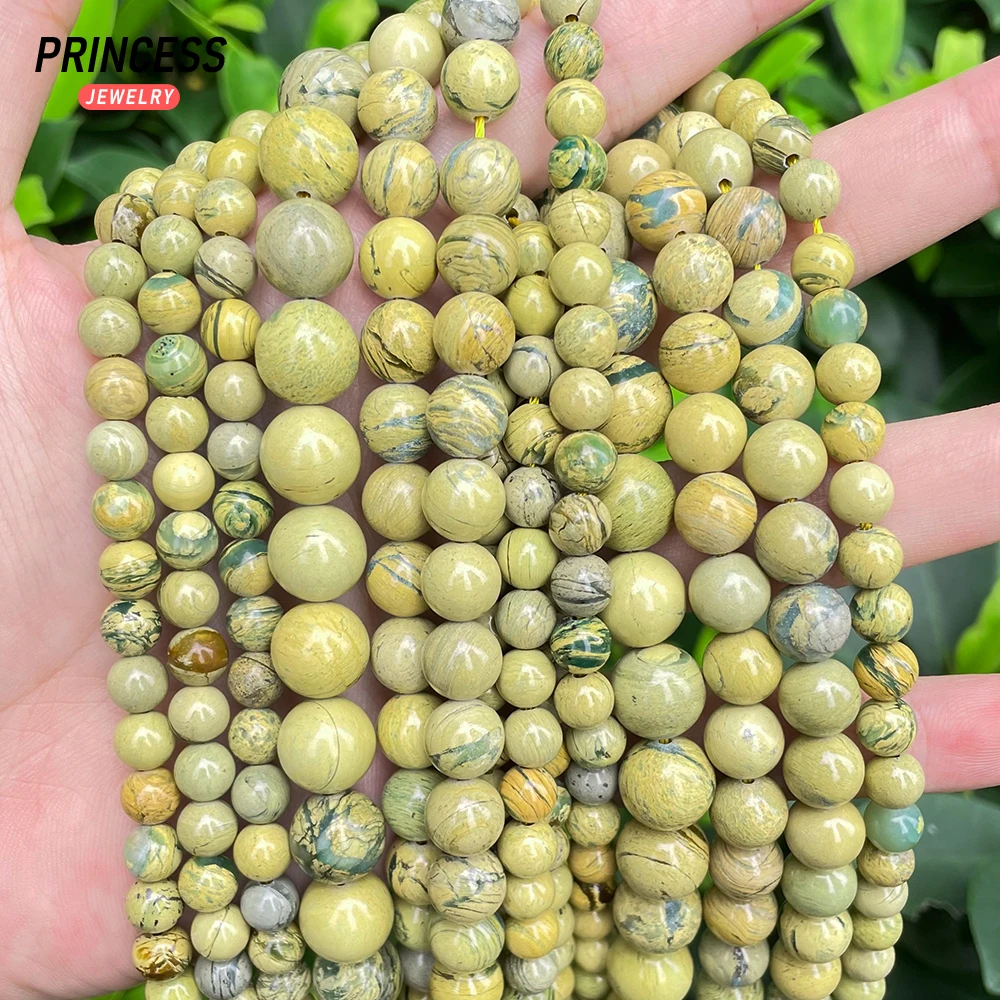 A+ Natural Green Dragonstone Jasper Loose Beads for Jewelry Making Bracelet Necklace DIY Accessories 6 8 10mm