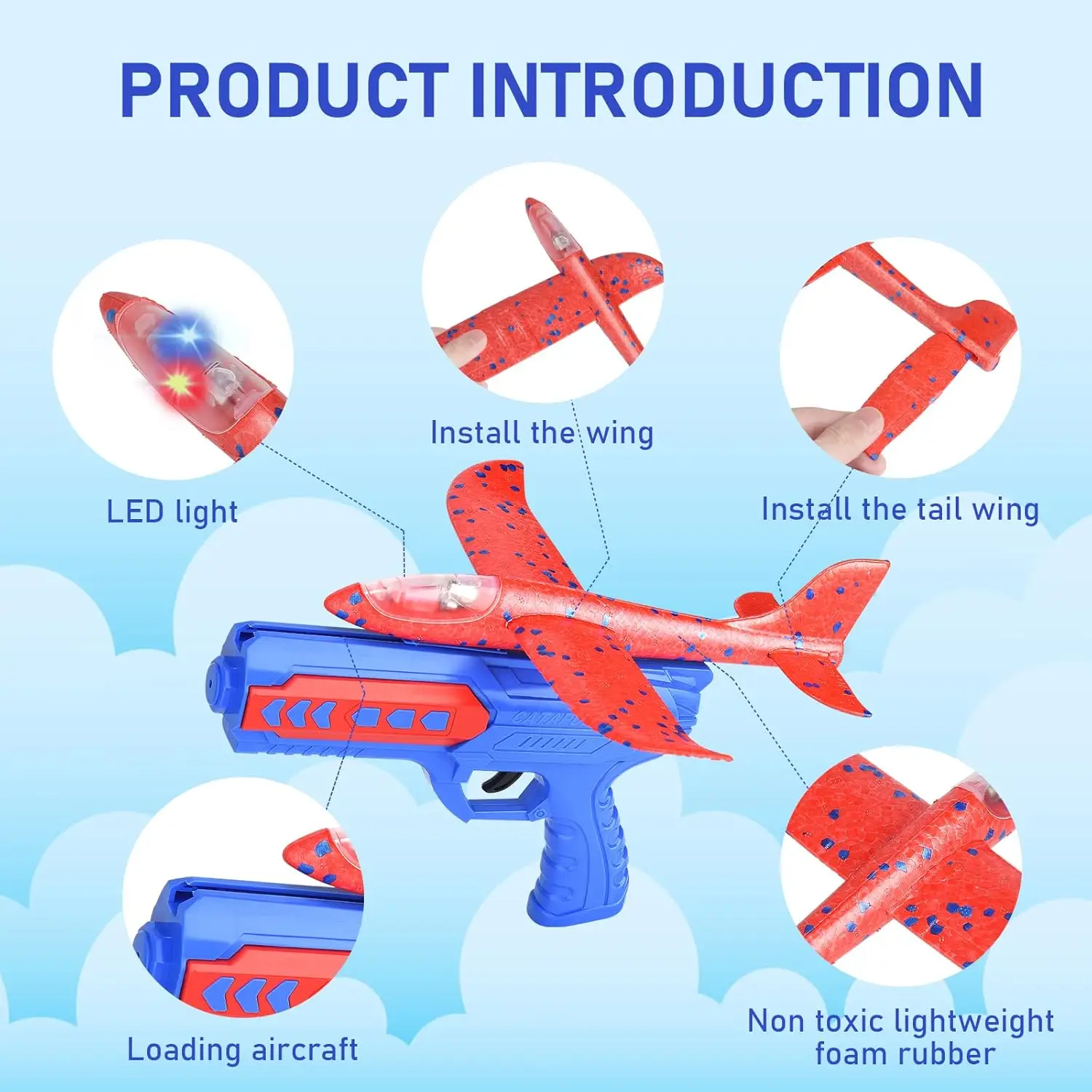 

Catapult Foam Aircraft principles of flight, Guns That Glow And Spin Cool Folding Boys Hand Toss Flying Outdoor Sports Toys Kids