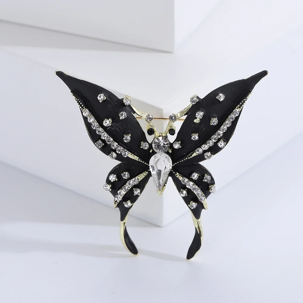 Enamel Butterfly Brooches for Women Unisex Rhinestone Insect Pins Office Party Friend Gifts Jewelry Accessories