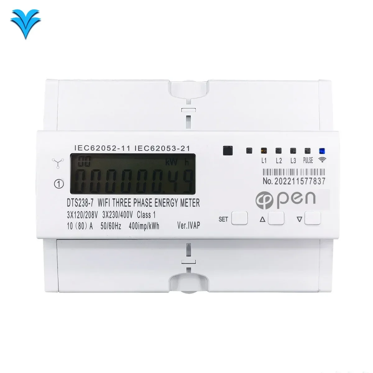 Three Phase din rail RS485 communication modbus kwh meter Smart Phone App Control WiFi energy meter prepaid energy meter