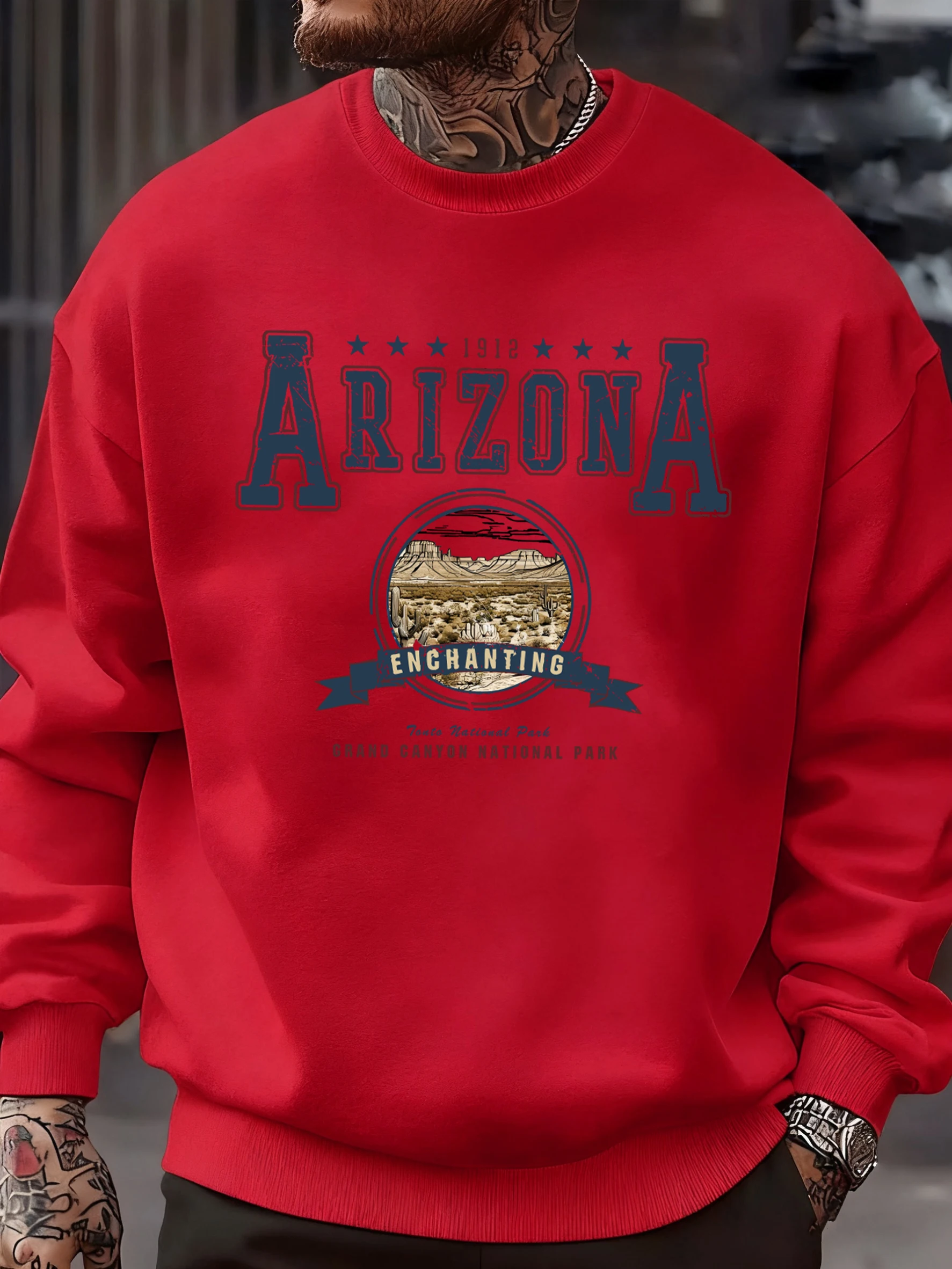 أريزونا ساحر طباعة الرجال الشارع الأساسية البلوز لينة فضفاضة طويلة الأكمام عادية كنزة صوف الخريف للجنسين الرجعية رياضية