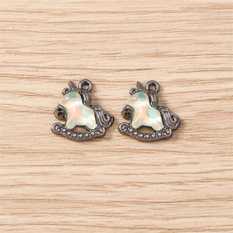 5 Stück 13x14mm Niedliche Kristall-Tier-Anhänger in Form von Pferden für die Schmuckherstellung, Ohrhänger, Halsketten, Armbänder, DIY-Bastelzubehör – Detail 19