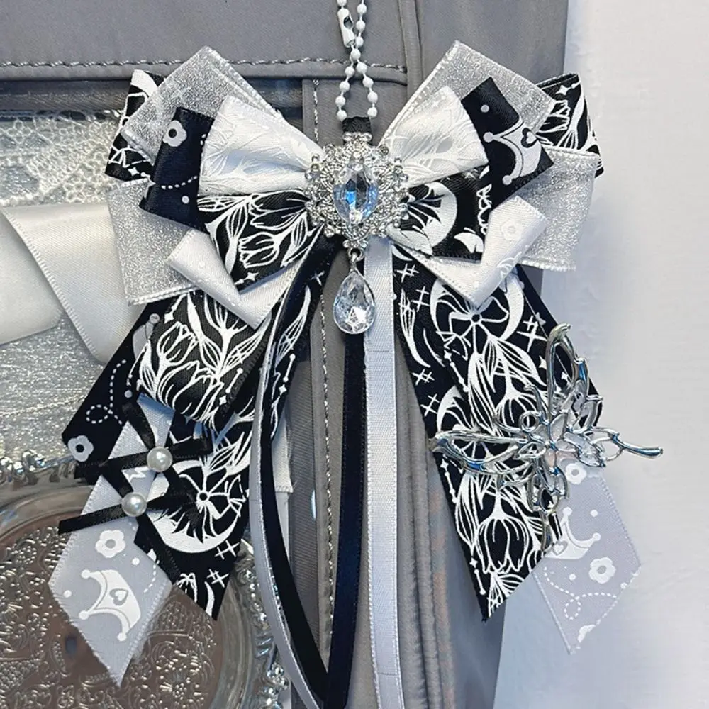 

Double Layer Ribbon Itabag Decoration Handmade Jewelry Long Streamers DIY Lolita Merch Decoration Knot Bowknot with Pin