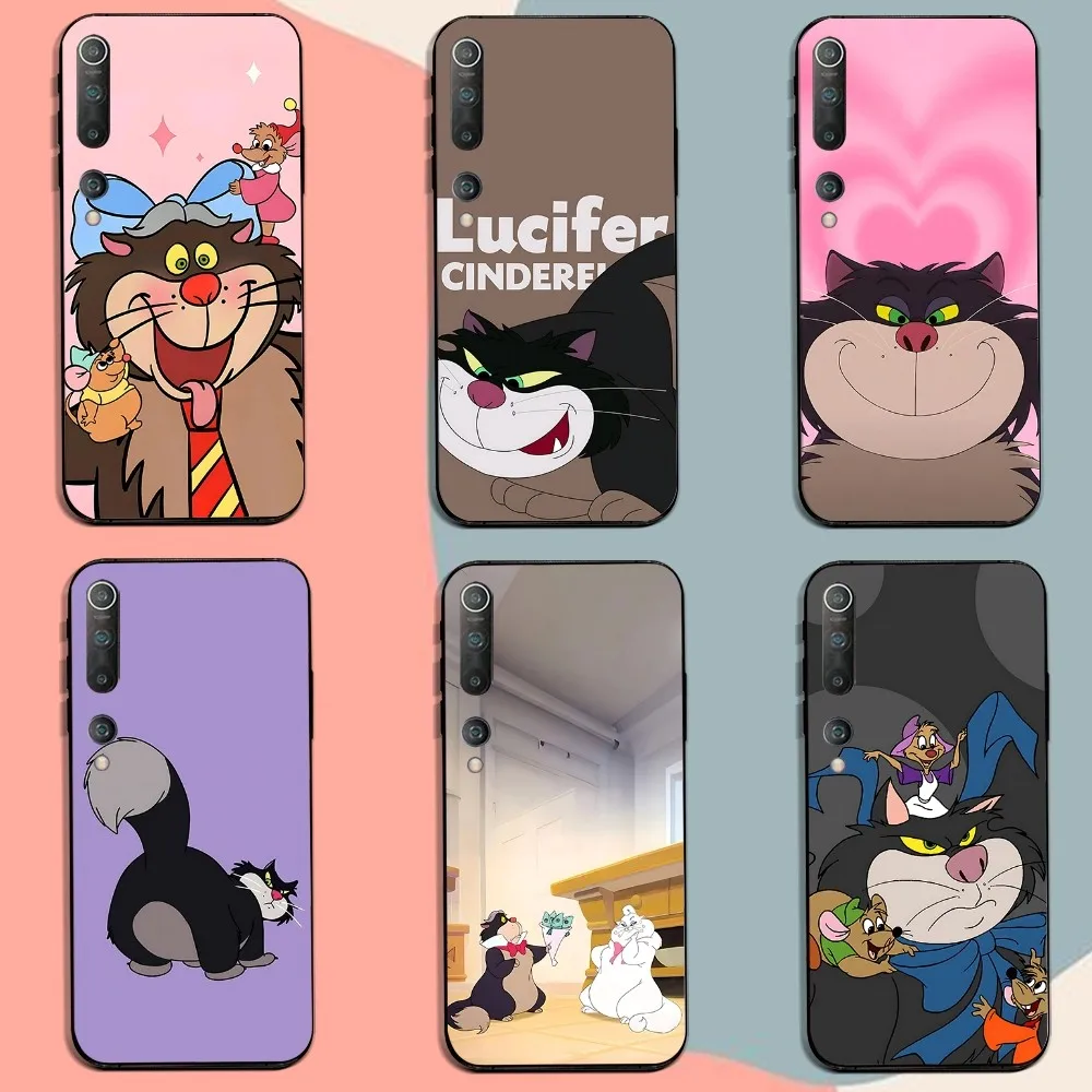 D-disney Cinderella Lucifer Cat Phone Case For Xiaomi 11 Redmi Note 11 5G 8T 9A 9 10T Note8Pro Note9 12SUltra Black Case