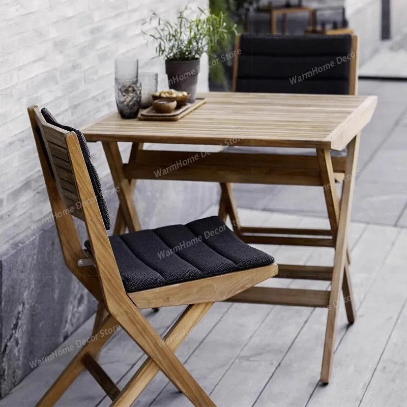 

Combination Folding Garden Chairs Balcony Anti-corrosion Outdoor Rain Proof Garden Simplicity Wood Furniture Tuinstoelen MHSF
