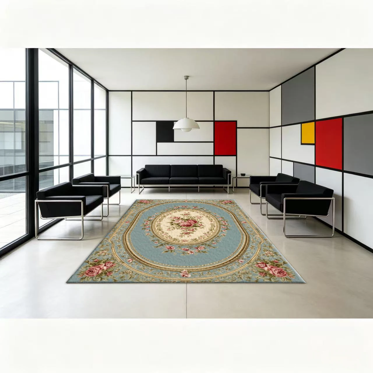 Luxury Vintage Floral Square Area Rug European Rose Ornate Printed Floor Carpet for Living Room Bedroom Home Decor