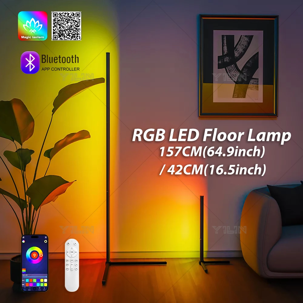 Smart RGB Dream Color LED Floor Lamp APP & Remote Control with Music Sync 16 Million Color Change Standing Mood Light Desk Lamp