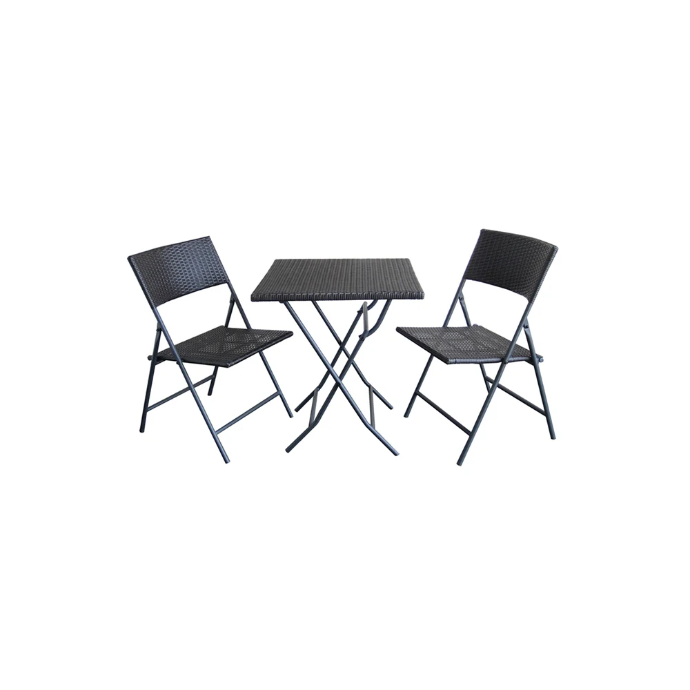 Aluminum Bistro Table and Chair Outdoor Furniture Adjustable Feet Design Wicker Balcony Folding Garden Set Rattan / Wicker Iron