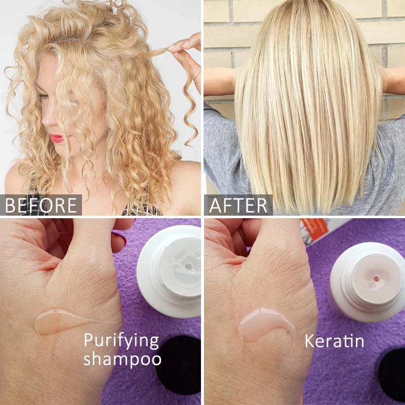 PURC Keratin Treatment Shampoo Conditioner Hair Straightening Products Smoothing Repairing Hair Mask Curly Hair Straighten Care