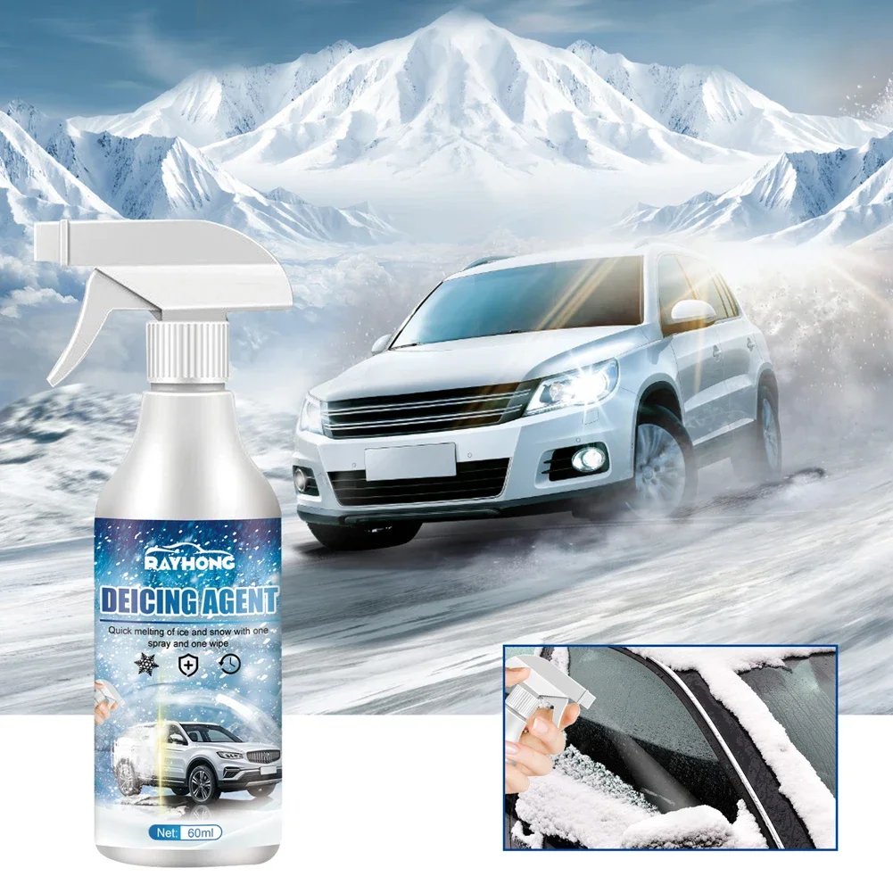 Winter De Icing Instantly Melts Ice Auto Windshield Deicing Spray Car Window Cleaner 60ML Road Anti Slip Winter Vehicle Supplies