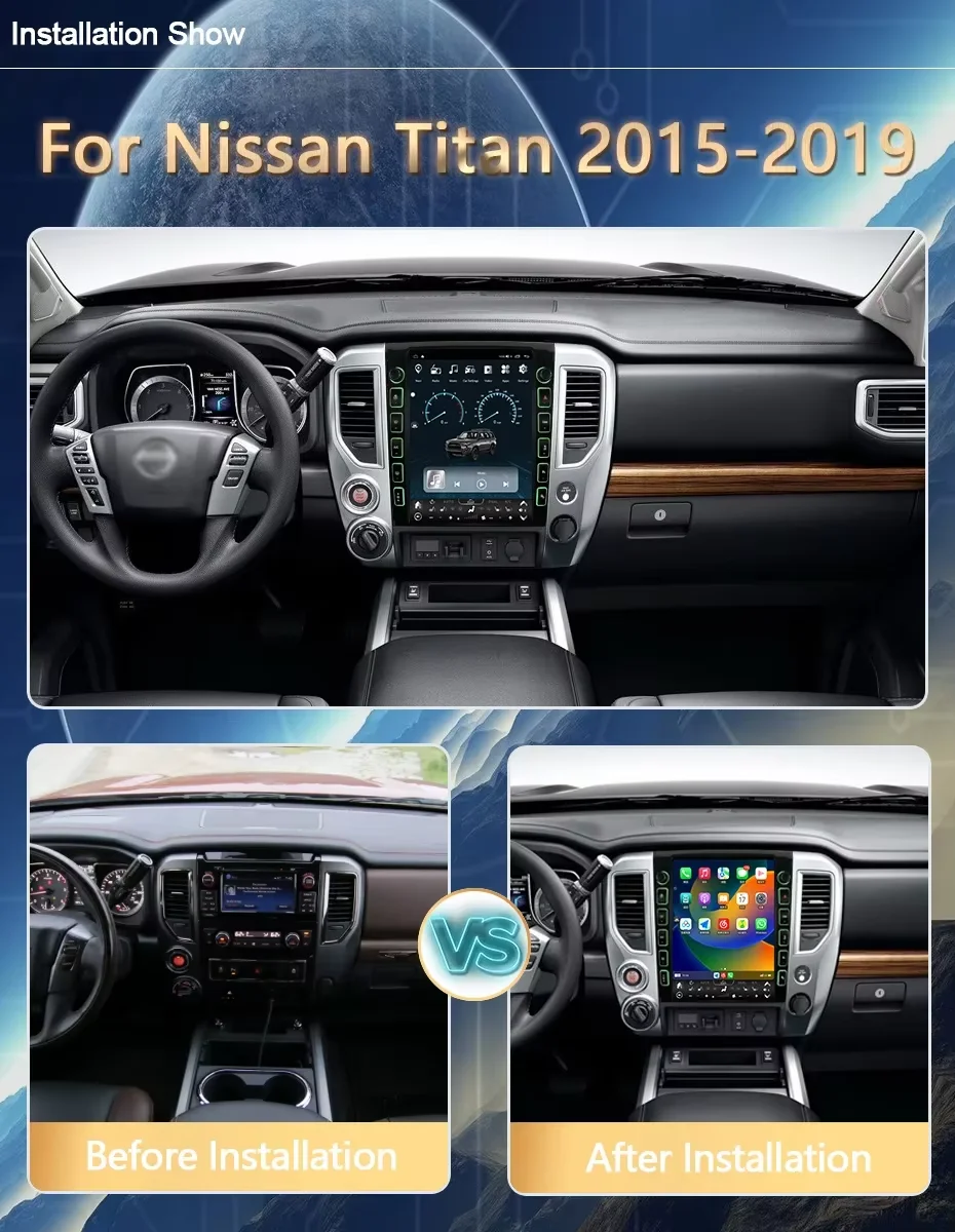 Android14 Car GPS Navi Radio For Nissan Titan 2016-2018 Wireless Carplay Multimedia Navigatie Autoradio Stereo DSP Head unit
