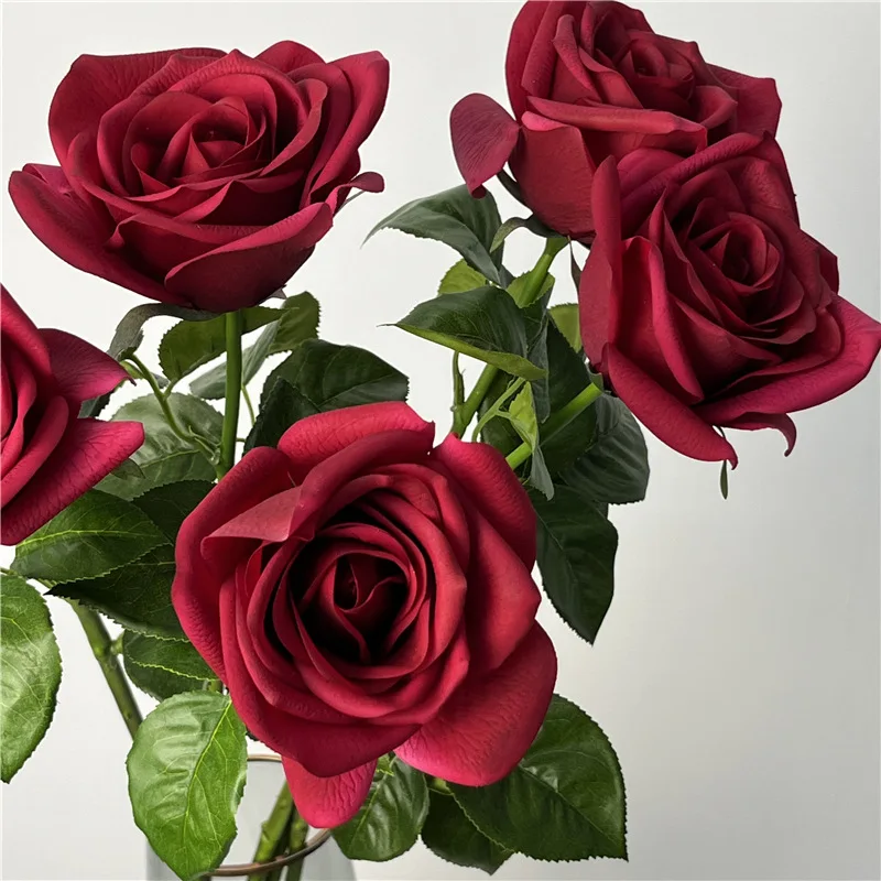 5Pcs Moisturizing Latex Artificial Flowers Rose Real Touch Roses Bridal Bouquet Wedding Decor Home Party Table Floral view 2