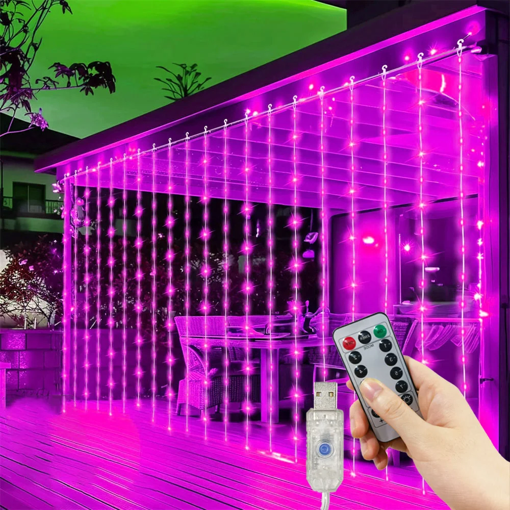 

3M/6M LED Garland Curtain Lights 8 Modes USB Remote Control Fairy Lights String Wedding Christmas Decor for Home Bedroom Lamp
