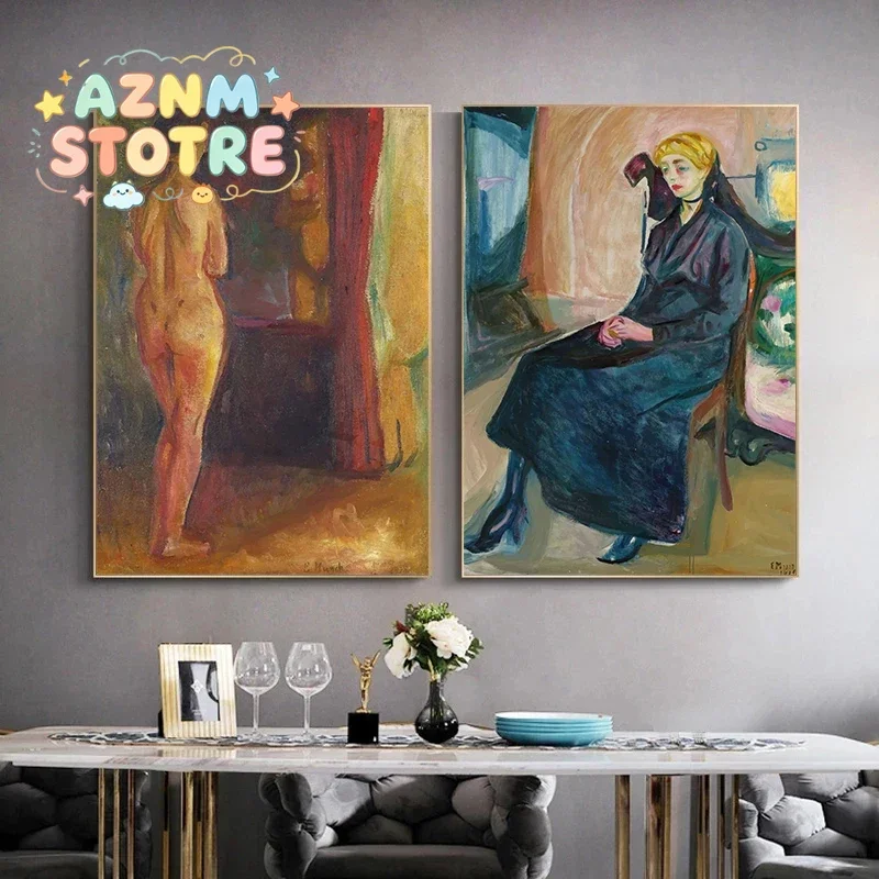 Edvard Munch Abstract Figure Portrait Canvas Poster The Scream Wall Art Print for Living Room Home Decor Gift