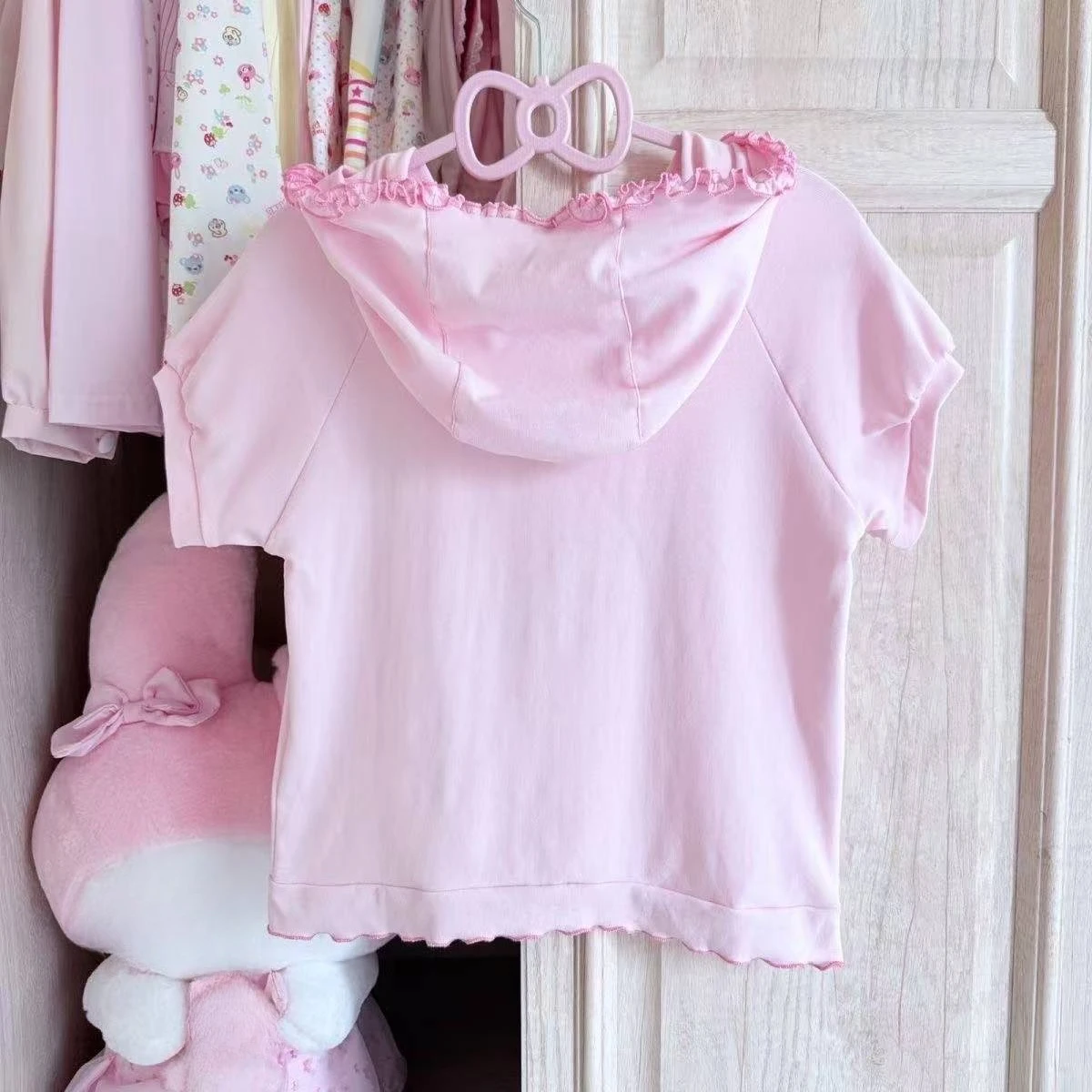 Sweet Japanese Lolita Short Sleeve Tops Women Y2K Fairy Grunge Patchwork Tee Harajuku Ruffle Aesthetic Casual Daily Fashion