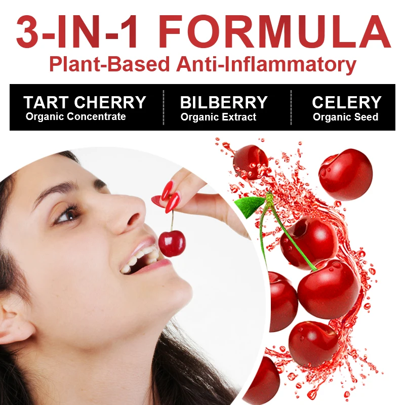 Tart Cherry Capsules 1200mg - for Pain Relief, Pain, Muscle Recovery, Flavonoids - Uric Acid Cleanse, Juice Extract Supplement