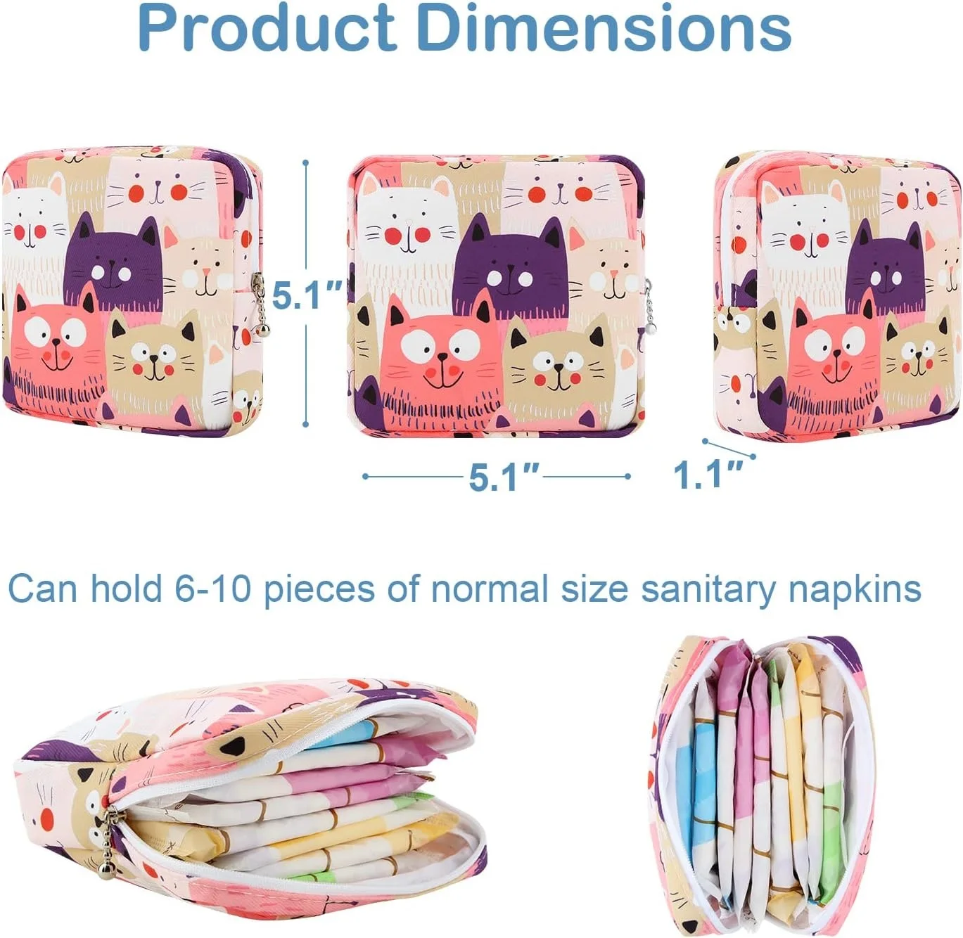 Sanitary Napkin Storage BagSanitary Pad Pouch-Portable Period Bag for Sanitary Napkins/Small Tampons, First Period Gift for Girl