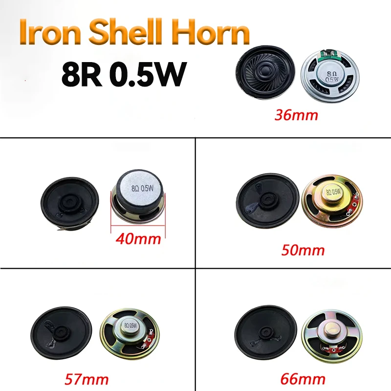 2pcs 8R 0.5W Speakers Various Sizes 20mm-66mm Diameter for Audio Equipment Replacement