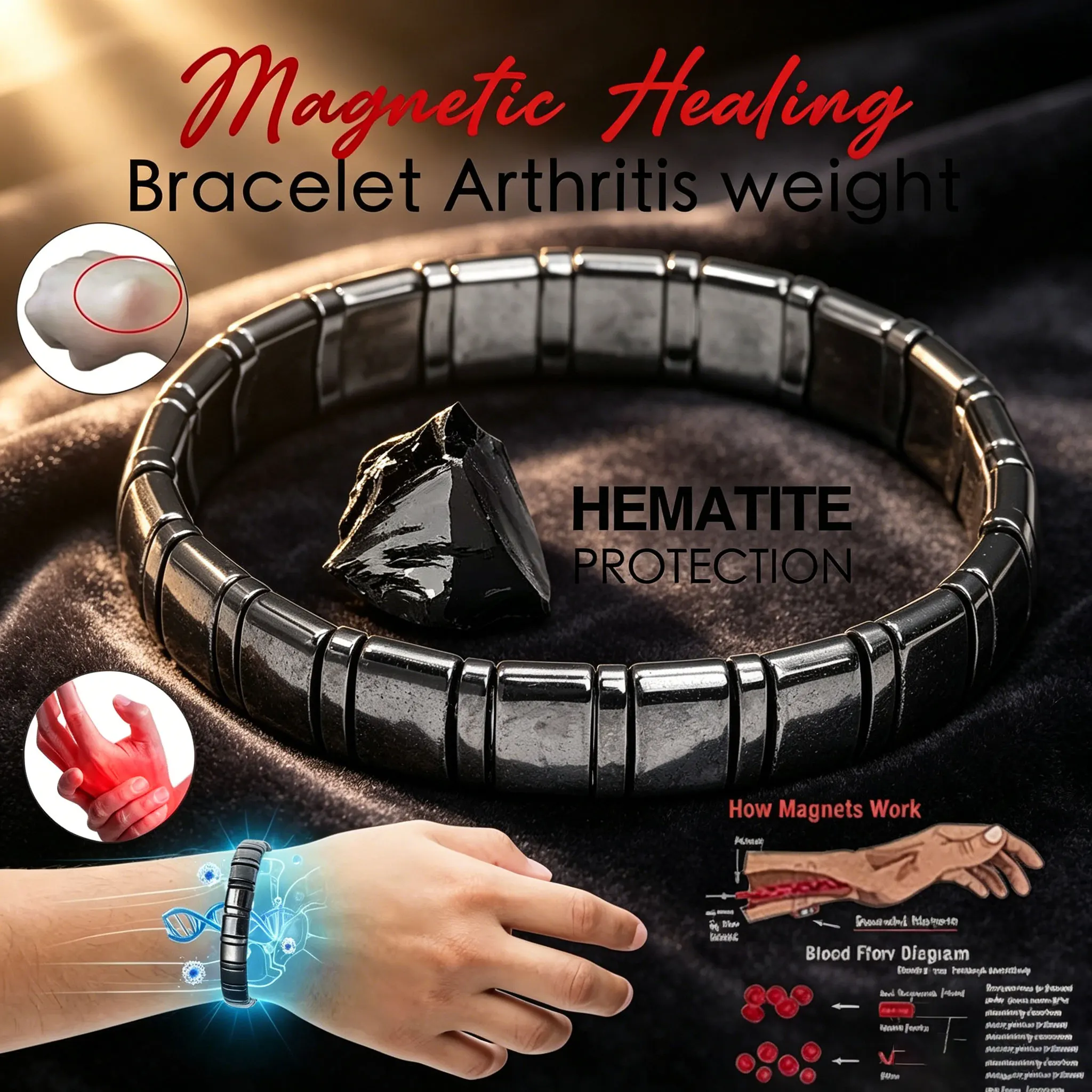 Punk Style Natural Black Hematite Bracelet A Fashionable Accessory Suitable Daily Casual Outfits Durable High-quality Jewelry
