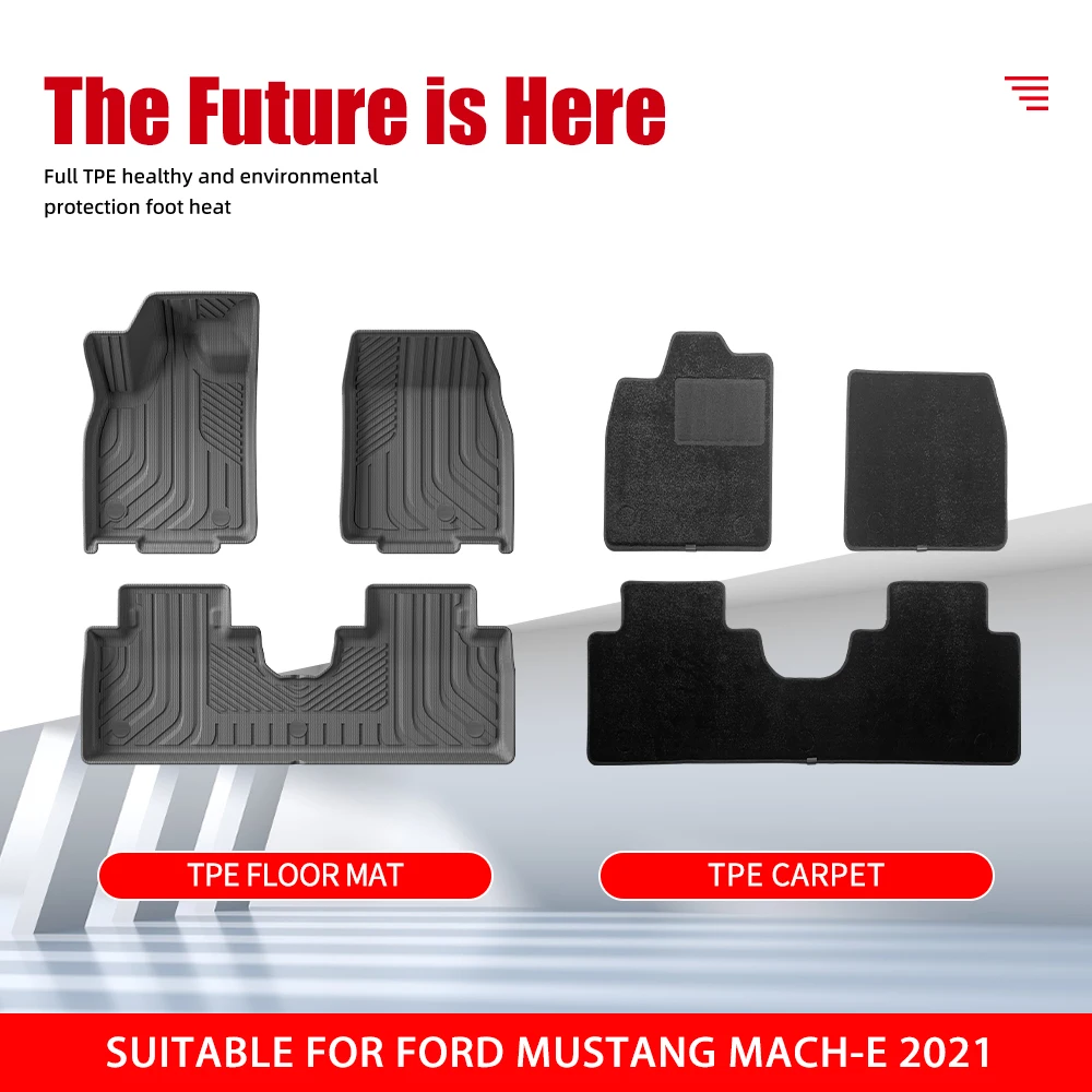 High Quality Car Floor Mat for Ford Mustang Mach-E 2021 TPE 3D Car Mats Waterproof Non-slip Carpet Car Foot Mat