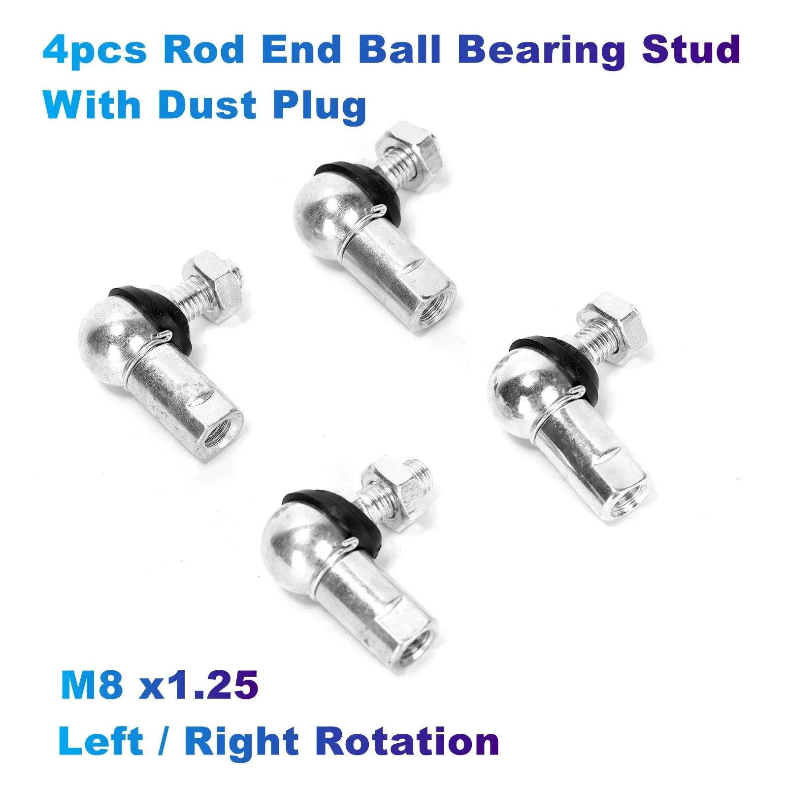 防塵チップ付きロッドエンドボール,4個,m8 x 1.25,左右の回転,角度リンケージ,自動車用ジョイントの交換