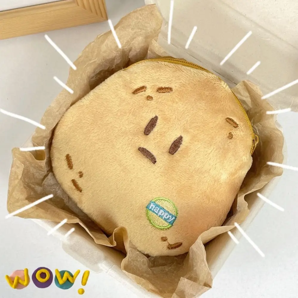 with Metal Buckle Potato Head Plush Coin Purse Mini Kawaii Potato Head Purse Bag Cute Cartoon Potato Earphone Bag Outdoor