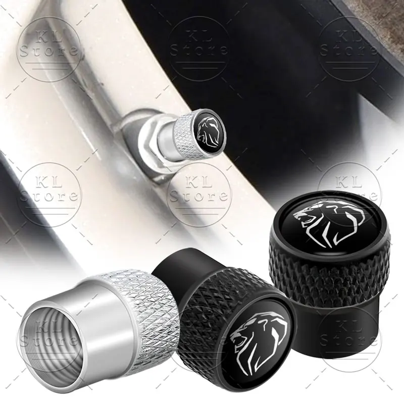 Leão cabeça emblema carro roda pneu válvula tampas, aro tronco à prova de poeira capa, decoração para Peugeot 207 308 407 301 508 2008 3008 5008, 4pcs